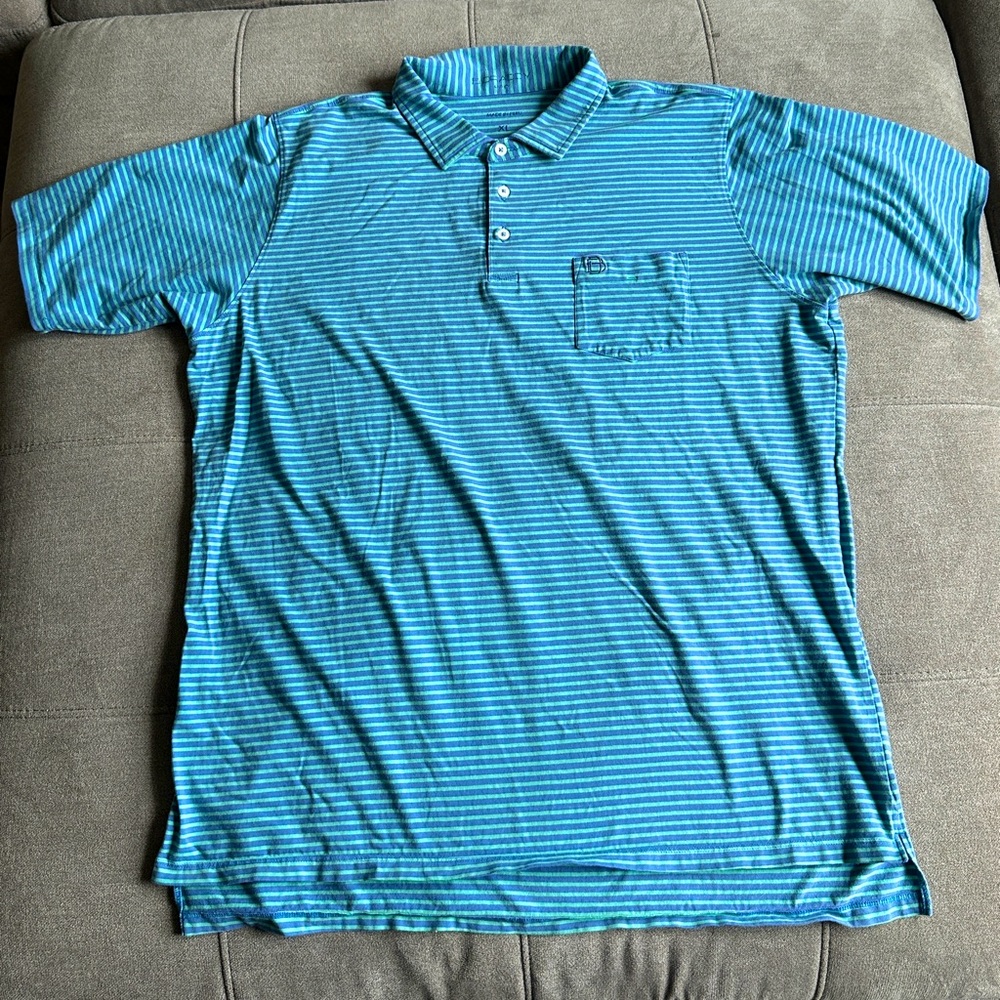 Men's Striped B.Raddy Blue Golf Polo